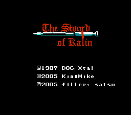 Kalin no Tsurugi (english translation) Title Screen